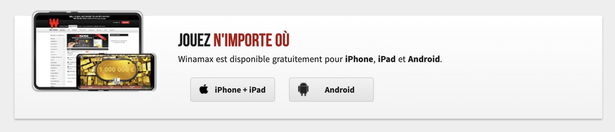 Winamax sur iPhone, iPad et Android : bloc de téléchargement des applications
